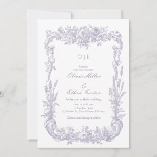 Convites Clássico Casamento Floral de Lavanda Vitoriana Fra
