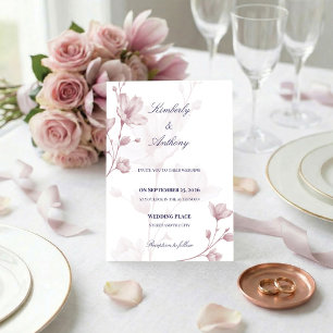 Convites Clássico Casamento Floral Rosa Poeirento Romântico