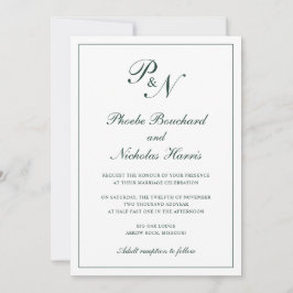 Convites Clássico Casamento Floresta Verde Elegante