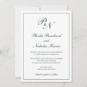 Convites Clássico Casamento Floresta Verde Elegante