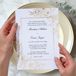 Convites Clássico Casamento Islâmico Muçulmano Floral Doura