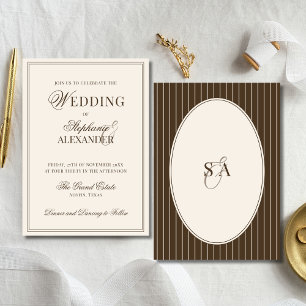 Convites Clássico Casamento Marrom e Marfim Old Money da Mo