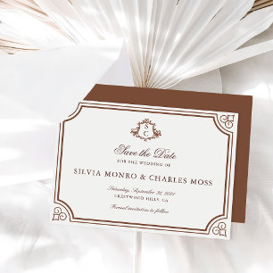 Convites Clássico Castanho/Ecru Monograma de Casamento Salv