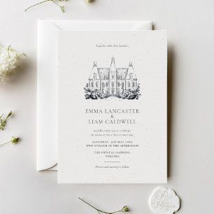 Convites Clássico Chateau Venue Desenhando Casamento Minima