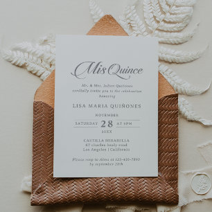Convites Clássico Chique Caligrafia Mis Quince Quinceañera