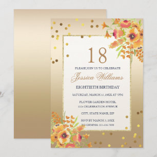 Convites Clássico Confetti e Flores do Canto 18º Aniversári