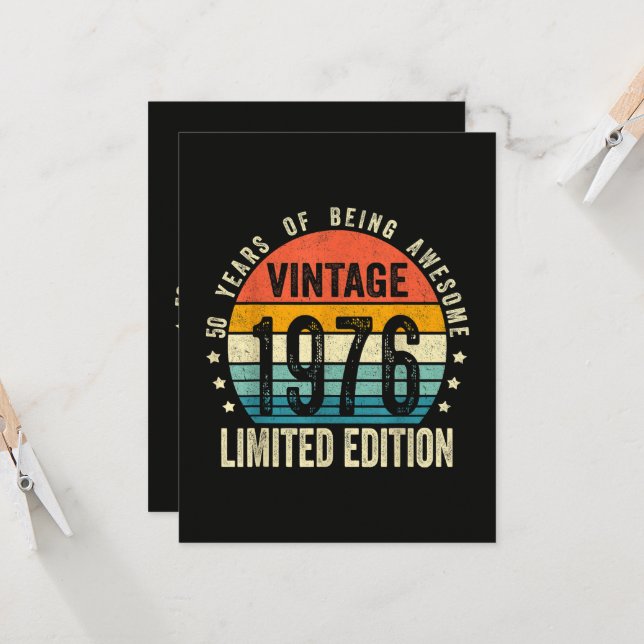 Convites Clássico de 1976 50º Aniversário Nascido Em 1976 (Frente/Verso In Situ)