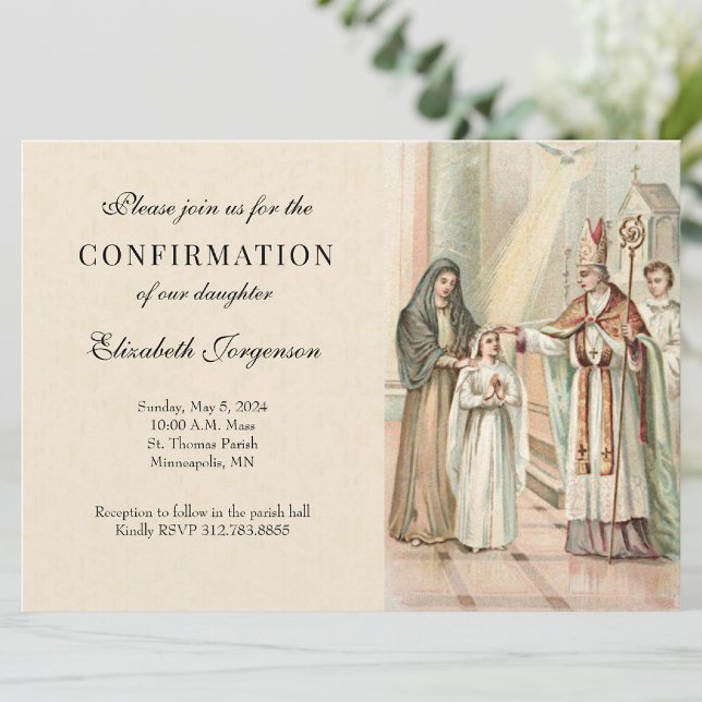 Convites Clássico de Confirmação de Sacramento Católico (Lovely invitation for this beautiful Sacrament of the Church. )