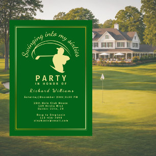 Convites Clássico de Golfe Verde Dourado Jogador Homem 60º
