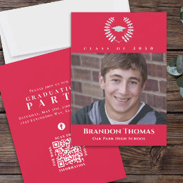 Convites Clássico de Graduação Vermelha e Branca