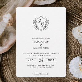 Convites Clássico de linha fina com monograma Vintage Crest