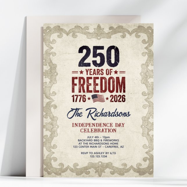 Convites Clássico Dia da Independência do 250º Aniversário (Criador carregado)