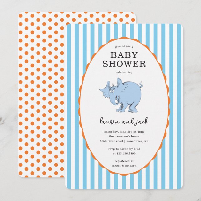 Convites Clássico do Dr. Seuss: Chuveirinho de Babyshower d (Frente/Verso)