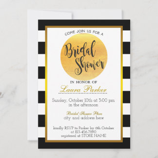 Convites Clássico Dourado com brilho de Chá de panela em fa