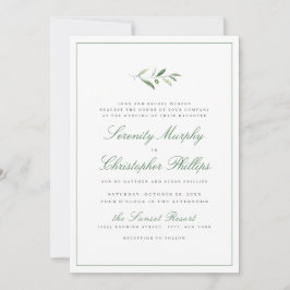 Convites Clássico Elegance Script Simples Casamento Verde