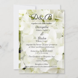 Convites Clássico Elegante Branco Hydrangea Monograma