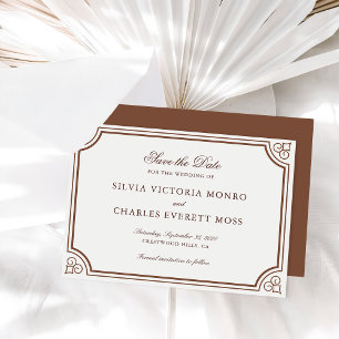 Convites Clássico Elegante Brown & Ecru Casamento Salve a D