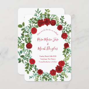 Convites Clássico Elegante de Casamento de rosa vermelha