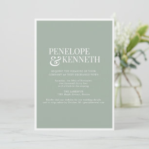 Convites Clássico Elegante Simples Casamento Sage Empoeirad