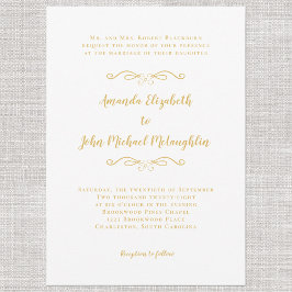 Convites Clássico Elegante Simples Formal Dourado Branco Ca