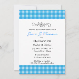 Convites Clássico, elegante xadrez azul country graduação