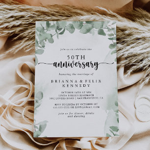 Convites Clássico Eucalipto 50º Aniversário de Casamento  
