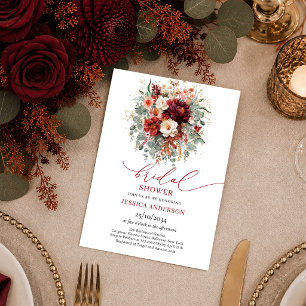 Convites Clássico Floral Burgundy Dourado show de noiva ver