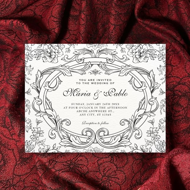 Convites Clássico floral vintage casamento  (Criador carregado)