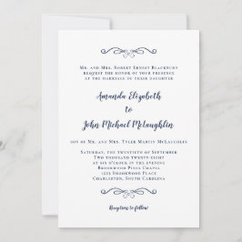Convites Clássico Formal Elegante Casamento Azul Marinho Br