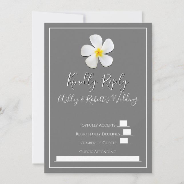 Convites Clássico Formal Moderno, Branco na Cinza, RSVP (Frente)