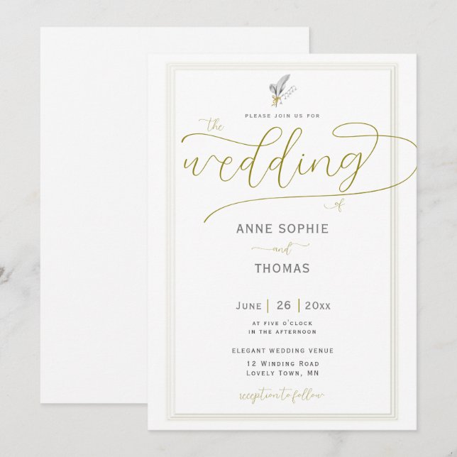 Convites Clássico Frame Primavera Lily do Casamento Floral  (Frente/Verso)