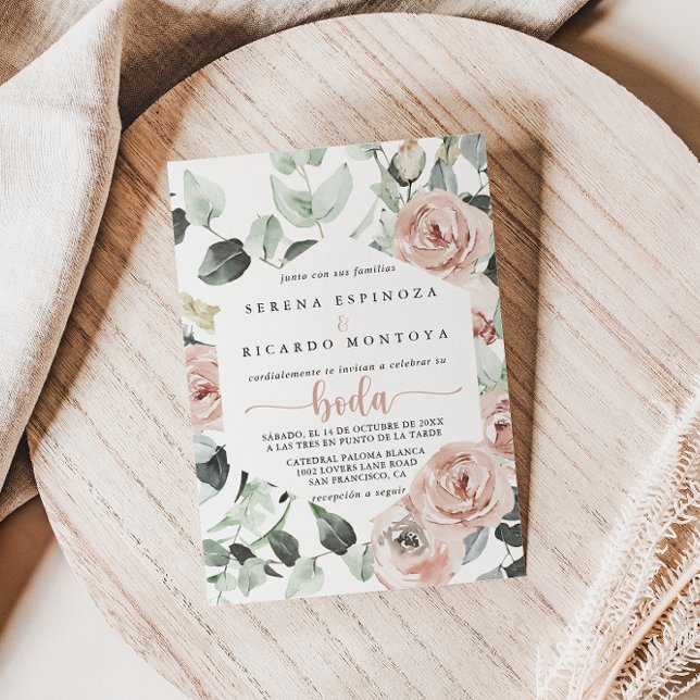 Convites Clássico Geométrico Rosa Rosa Rosa Floral (Criador carregado)