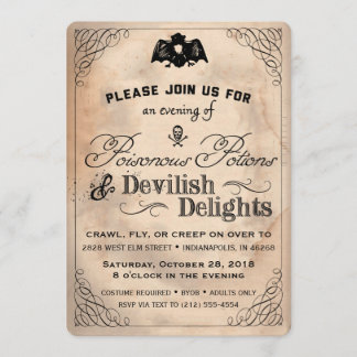 Convites Clássico Halloween Vintage Devilish Delights