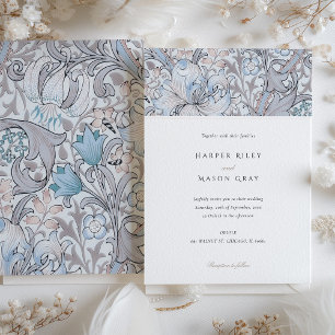 Convites Clássico Lírio Dourado Elegante Casamento Pastel M