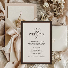 Convites Clássico Luxo | Casamento Neutro Marrom