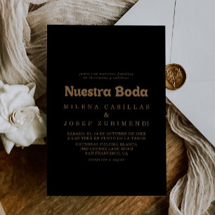 Convites Clássico Minimalista Ouro Preto Nossa Boda Casamen