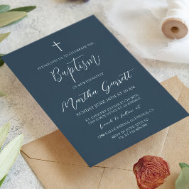 Convites Clássico Mínimo Batismo Azul-Branco