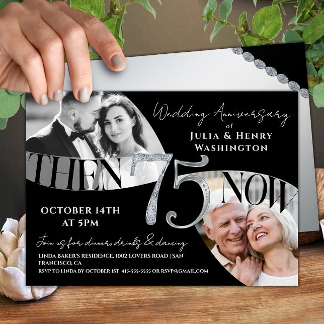 Convites Clássico Moderno 75º Aniversário de Casamento (Criador carregado)