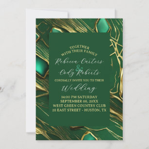 Convites Clássico Moderno Casamento Verde Escuro Malva