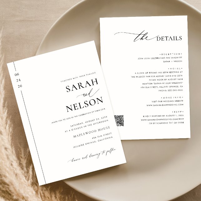 Convites Clássico Moderno Elegante Tudo em Um Casamento de  (Criador carregado)