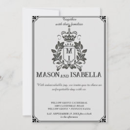 Convites Clássico Monograma Clássico Convocação De Casament