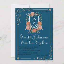 Convites Clássico Monograma Clássico Convocação De Casament