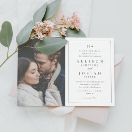 Convites Clássico Monograma Elegante Casamento Foto