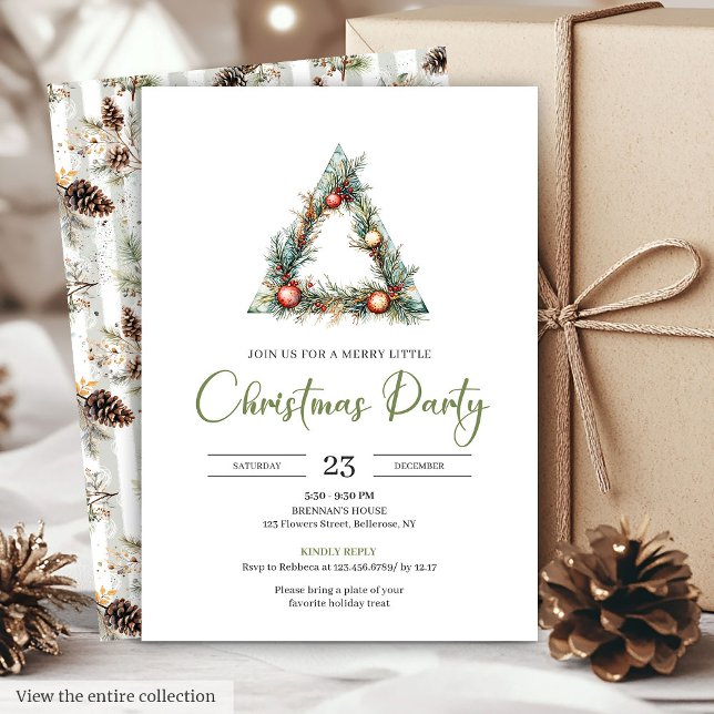 Convites Clássico Natal Botânico em Aquarela Boêmio  (Classic Bohemian Watercolor Botanical Christmas Invite)