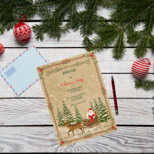 Convites Clássico Natal Nostálgico Vintage