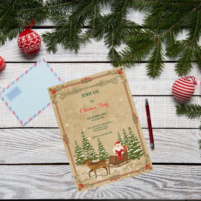 Convites Clássico Natal Nostálgico Vintage  (Criador carregado)