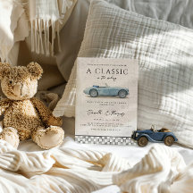 Clássico no Chá de fraldas Carro vintage Azul Faze