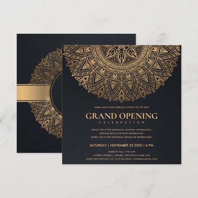 CONVITES CLÁSSICO OURO PRETO MANDALA GRANDIOSA INAUGURAÇÃO (Frente/Verso)