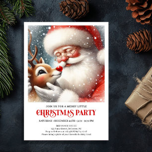 Convites Clássico Papai Noel Rudolph Festa de Natal Alegria