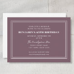 Convites Clássico Personalizado Idade Aniversário 65<br><div class="desc">Anuncie seu evento em estilo com este convite de festas elegante. Um design simples e chic com um layout formal, com uma borda de linha tripla, em conjunto com fontes na moda de serif e script. Todo o texto pode ser personalizado, para que você possa alterar o número de anos...</div>